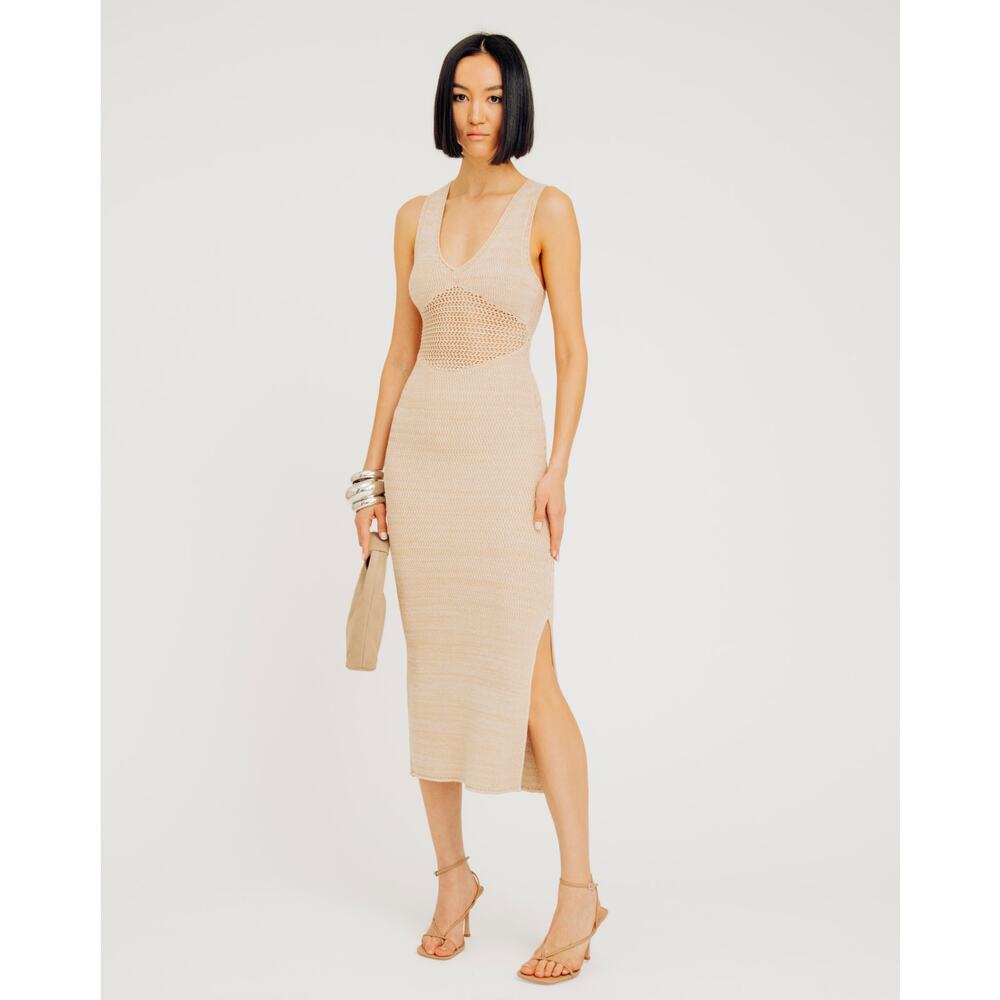 Torn by Ronny Kobo Beige Midi Dress